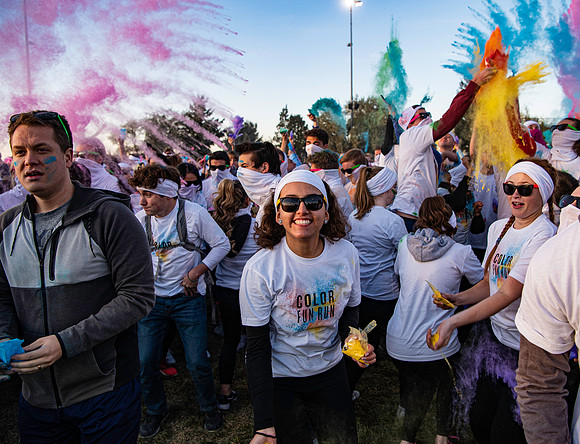 The color fun run was held as part of Spirit Week activities on the upper playing field. Fall Semester.