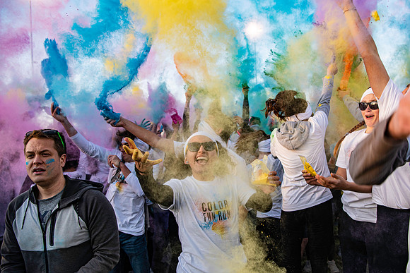 The color fun run was held as part of Spirit Week activities on the upper playing field. Fall Semester.