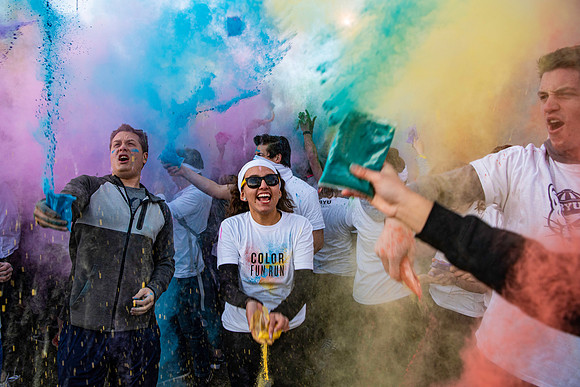 The color fun run was held as part of Spirit Week activities on the upper playing field. Fall Semester.
