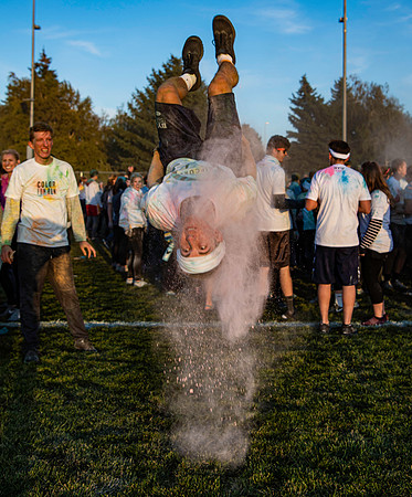 The color fun run was held as part of Spirit Week activities on the upper playing field. Fall Semester.