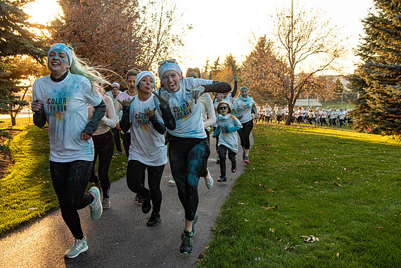 The color fun run was held as part of Spirit Week activities on the upper playing field. Fall Semester.