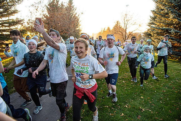 The color fun run was held as part of Spirit Week activities on the upper playing field. Fall Semester.