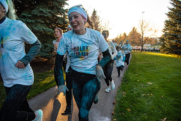 The color fun run was held as part of Spirit Week activities on the upper playing field. Fall Semester.