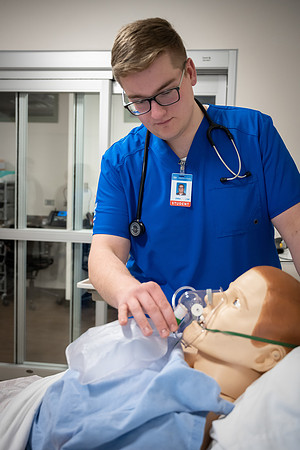 Nursing students in lab.