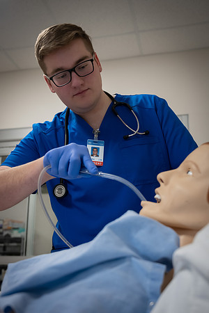Nursing students in lab.