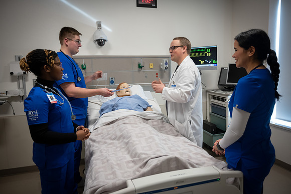 Nursing students in lab.