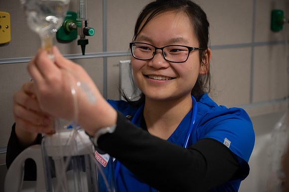 Nursing students in lab.