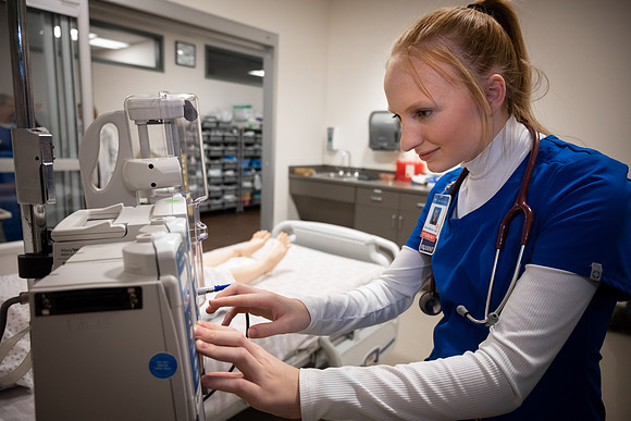 Nursing students in lab.