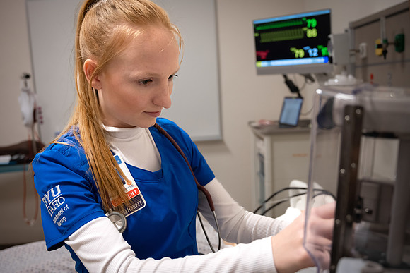 Nursing students in lab.