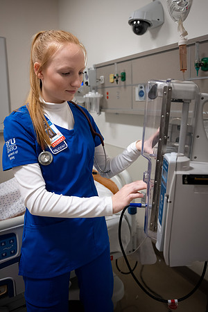 Nursing students in lab.