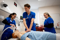Nursing students in lab.