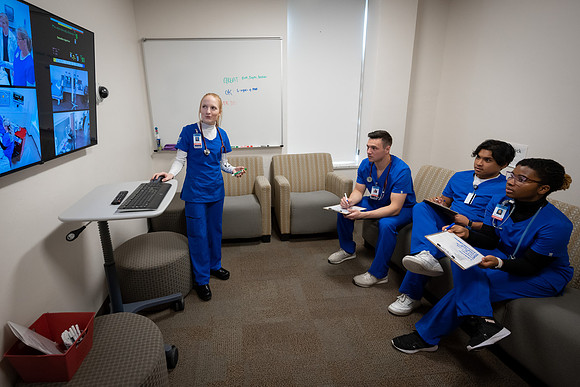 Nursing students in lab.