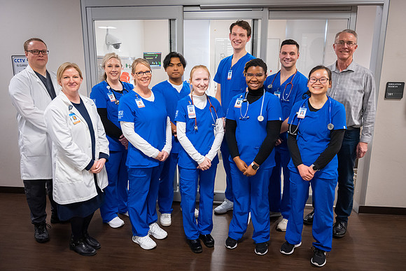 Nursing students in lab.