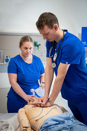 Nursing students in lab.