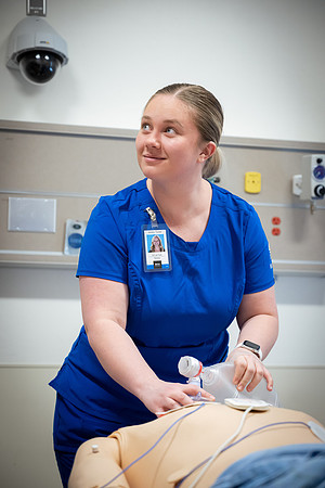 Nursing students in lab.