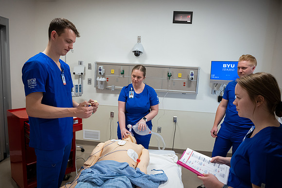 Nursing students in lab.