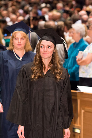 Students get ready for commencement ceremony to begin.