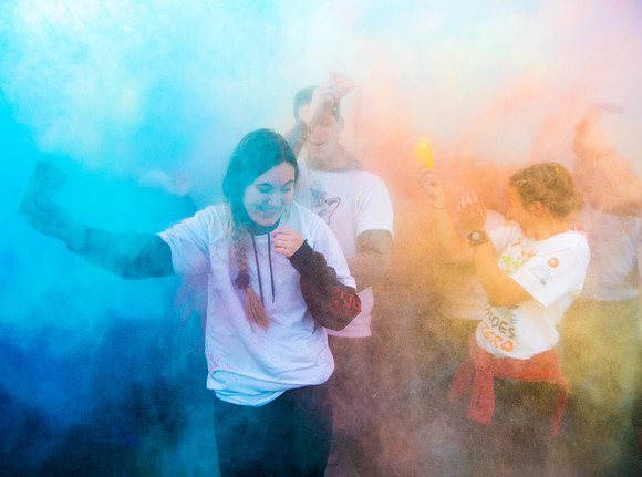The color fun run was held as part of Spirit Week activities on the upper playing field. Fall Semester.