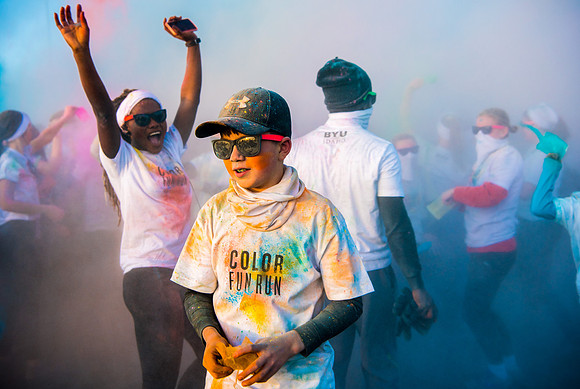 The color fun run was held as part of Spirit Week activities on the upper playing field. Fall Semester.