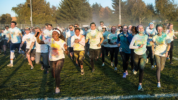 The color fun run was held as part of Spirit Week activities on the upper playing field. Fall Semester.