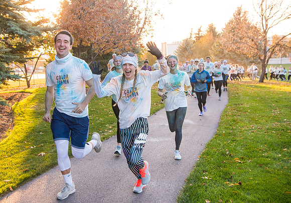 The color fun run was held as part of Spirit Week activities on the upper playing field. Fall Semester.
