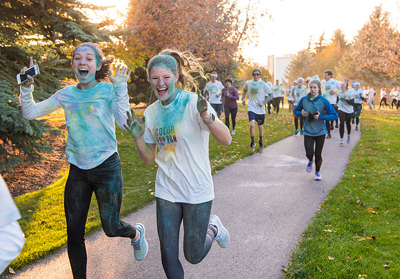 The color fun run was held as part of Spirit Week activities on the upper playing field. Fall Semester.