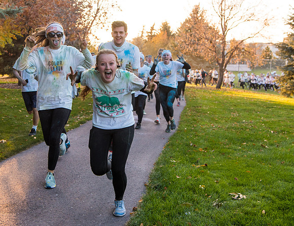 The color fun run was held as part of Spirit Week activities on the upper playing field. Fall Semester.