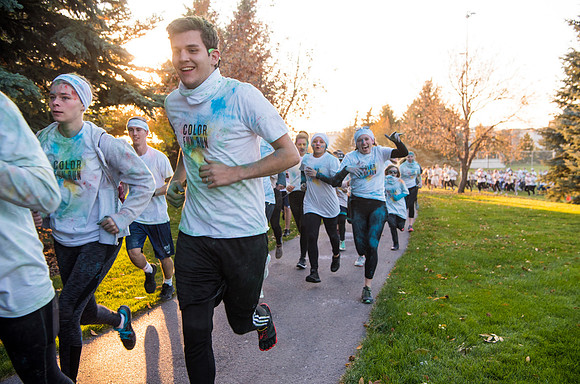 The color fun run was held as part of Spirit Week activities on the upper playing field. Fall Semester.
