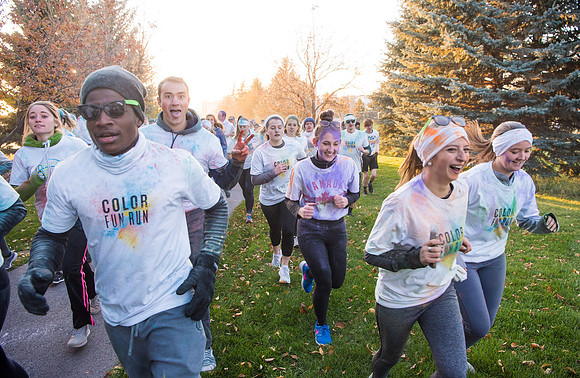 The color fun run was held as part of Spirit Week activities on the upper playing field. Fall Semester.