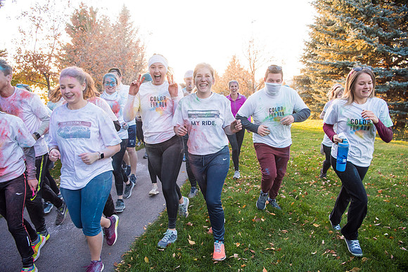 The color fun run was held as part of Spirit Week activities on the upper playing field. Fall Semester.