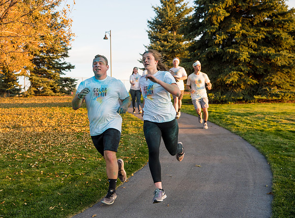 The color fun run was held as part of Spirit Week activities on the upper playing field. Fall Semester.