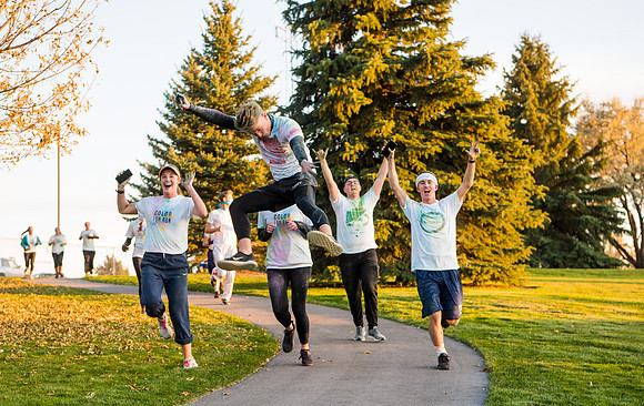 The color fun run was held as part of Spirit Week activities on the upper playing field. Fall Semester.