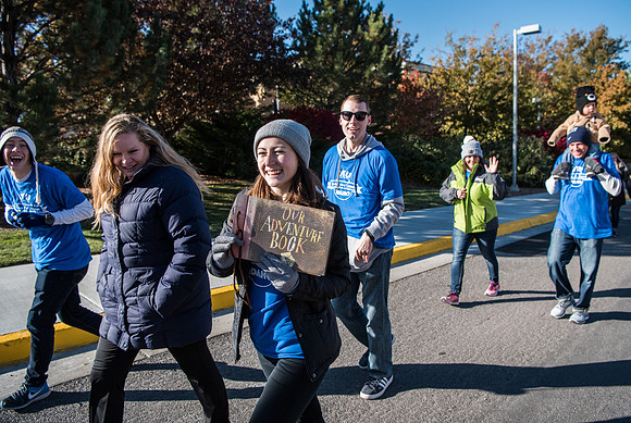 The Spirit Week Parade made a loop around campus, and had various campus organizations participating. Fall semester.