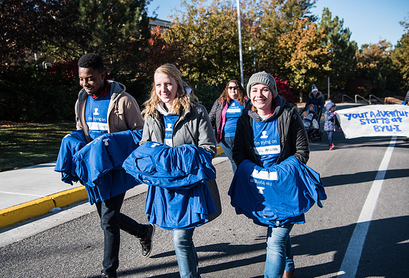 The Spirit Week Parade made a loop around campus, and had various campus organizations participating. Fall semester.