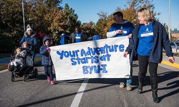 The Spirit Week Parade made a loop around campus, and had various campus organizations participating. Fall semester.