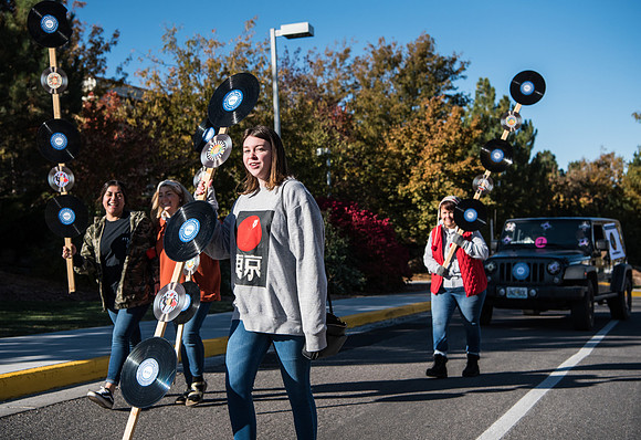 The Spirit Week Parade made a loop around campus, and had various campus organizations participating. Fall semester.