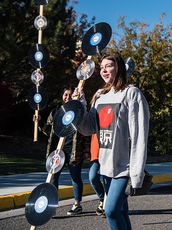 The Spirit Week Parade made a loop around campus, and had various campus organizations participating. Fall semester.