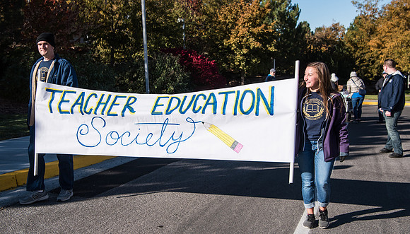 The Spirit Week Parade made a loop around campus, and had various campus organizations participating. Fall semester.