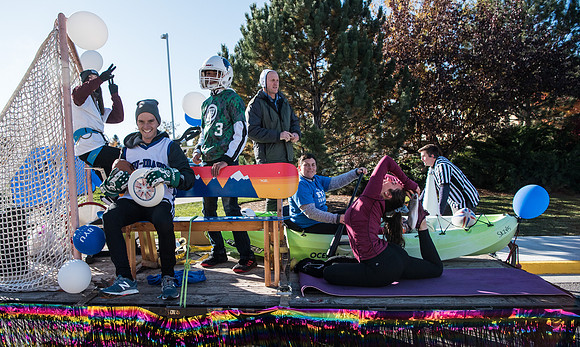 The Spirit Week Parade made a loop around campus, and had various campus organizations participating. Fall semester.