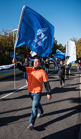 The Spirit Week Parade made a loop around campus, and had various campus organizations participating. Fall semester.