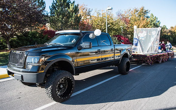 The Spirit Week Parade made a loop around campus, and had various campus organizations participating. Fall semester.
