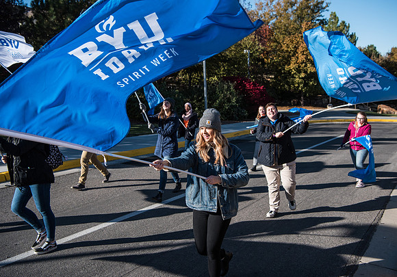 The Spirit Week Parade made a loop around campus, and had various campus organizations participating. Fall semester.