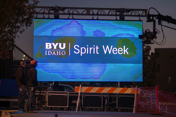 Chariot Races: teams race up the sidewalk between the BYU-Idaho Center and the Manwaring Center.