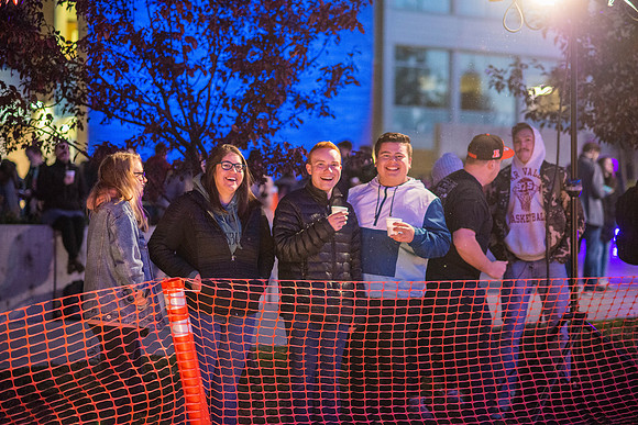 Chariot Races: teams race up the sidewalk between the BYU-Idaho Center and the Manwaring Center.