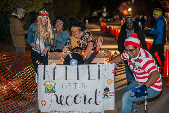 Chariot Races: teams race up the sidewalk between the BYU-Idaho Center and the Manwaring Center.