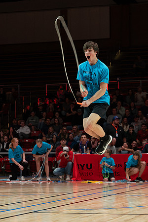 The Profrom Airborne team performs in the heart gym.