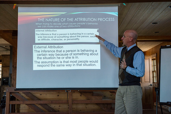 University Relations Communications, Creative Services retreat at the Sky Mountain Lodge near Victor, Idaho.  Samuel Clay &amp; Yohan Delton of the Psychology Department gave a presentation on dealing