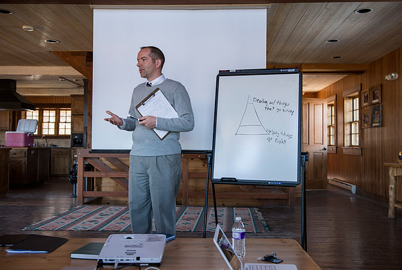 University Relations Communications, Creative Services retreat at the Sky Mountain Lodge near Victor, Idaho.  Samuel Clay &amp; Yohan Delton of the Psychology Department gave a presentation on dealing