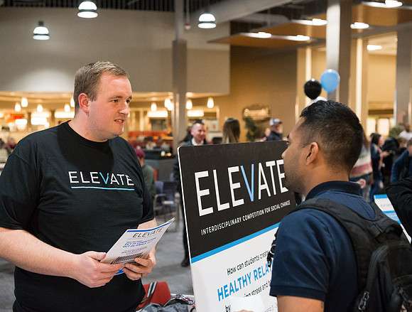 The Elevate Kickoff, a competition for social change, was held in the Crossroads, Fall Semester.