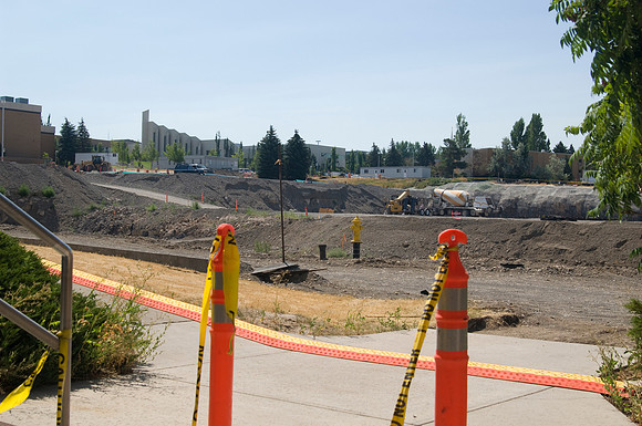 Construction on the Auditorium, later named the BYU-Idaho Center.